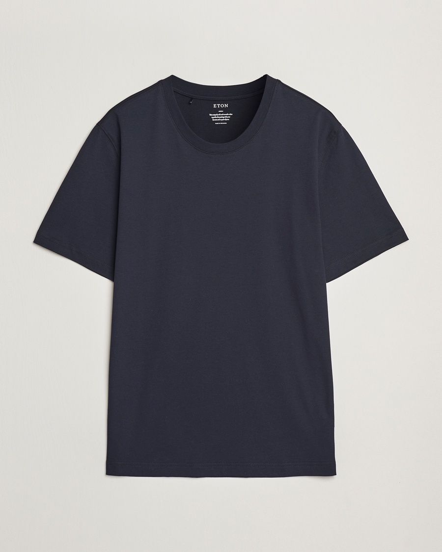 Eton Mercerized Jersey Crew Neck T-Shirt Navy Blue – Blå