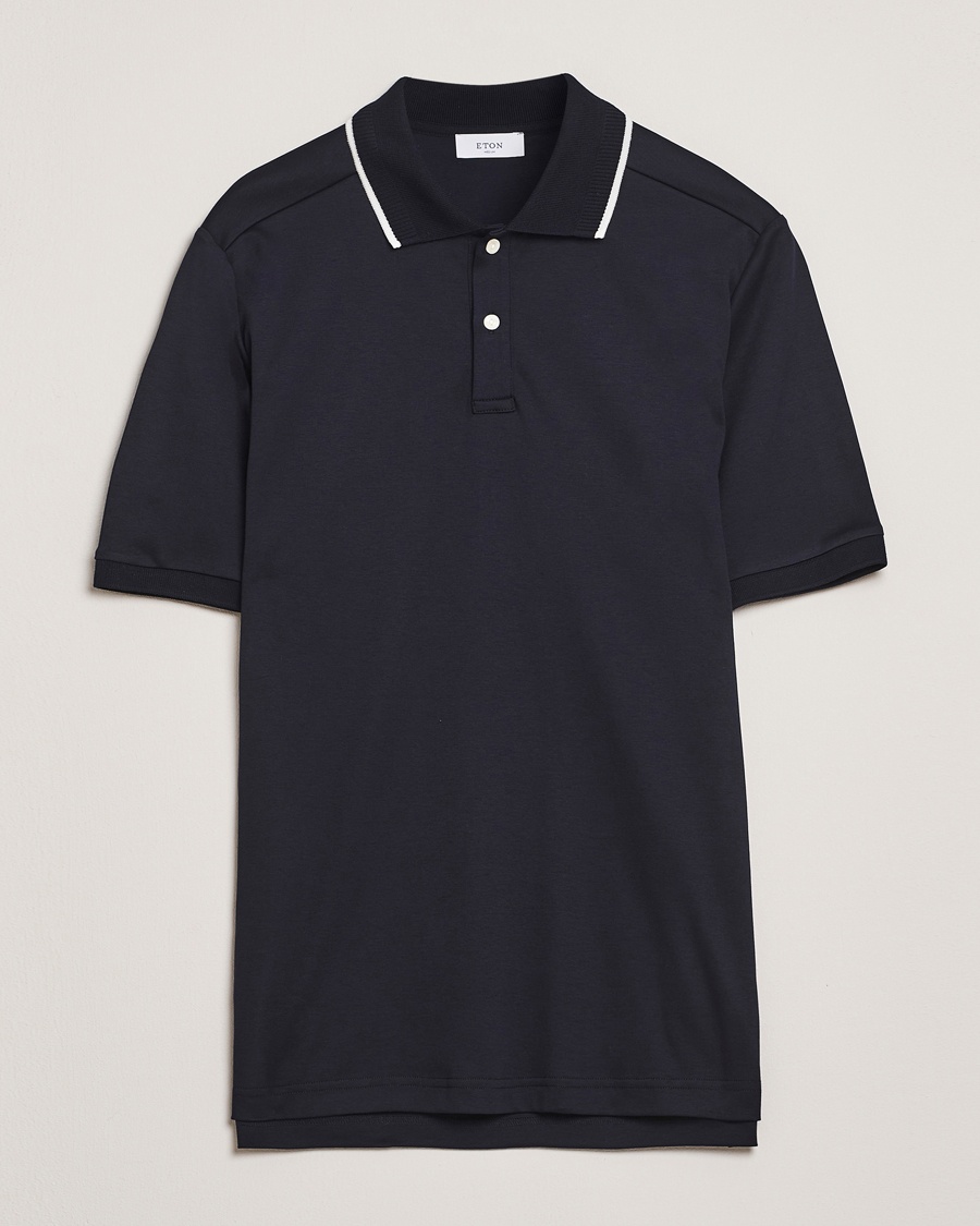 Herr | Pikéer | Eton | Supima Cotton Interlock Polo Navy Blue