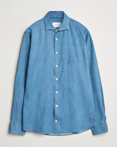 Herr | Casual | Eton | Slim Fit Denim Shirt Mid Blue