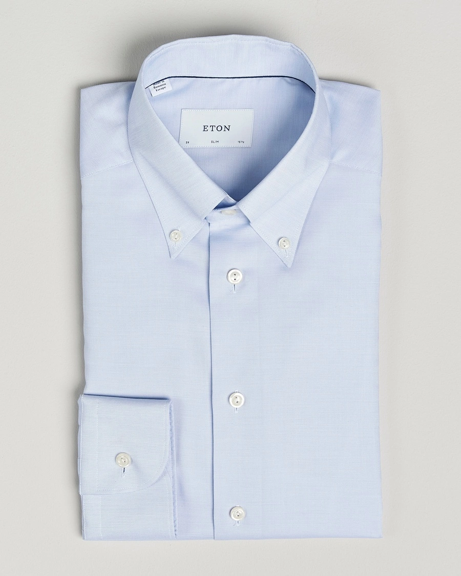 Herr | Business & Beyond - Formal | Eton | Slim Fit Wrinkle Free Oxford Shirt Light Blue