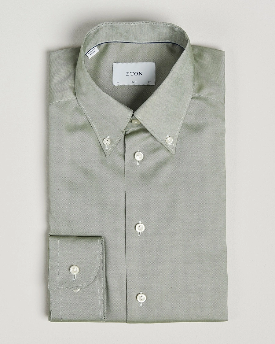 Herr | Senast inkommet | Eton | Slim Fit Wrinkle Free Oxford Shirt Green