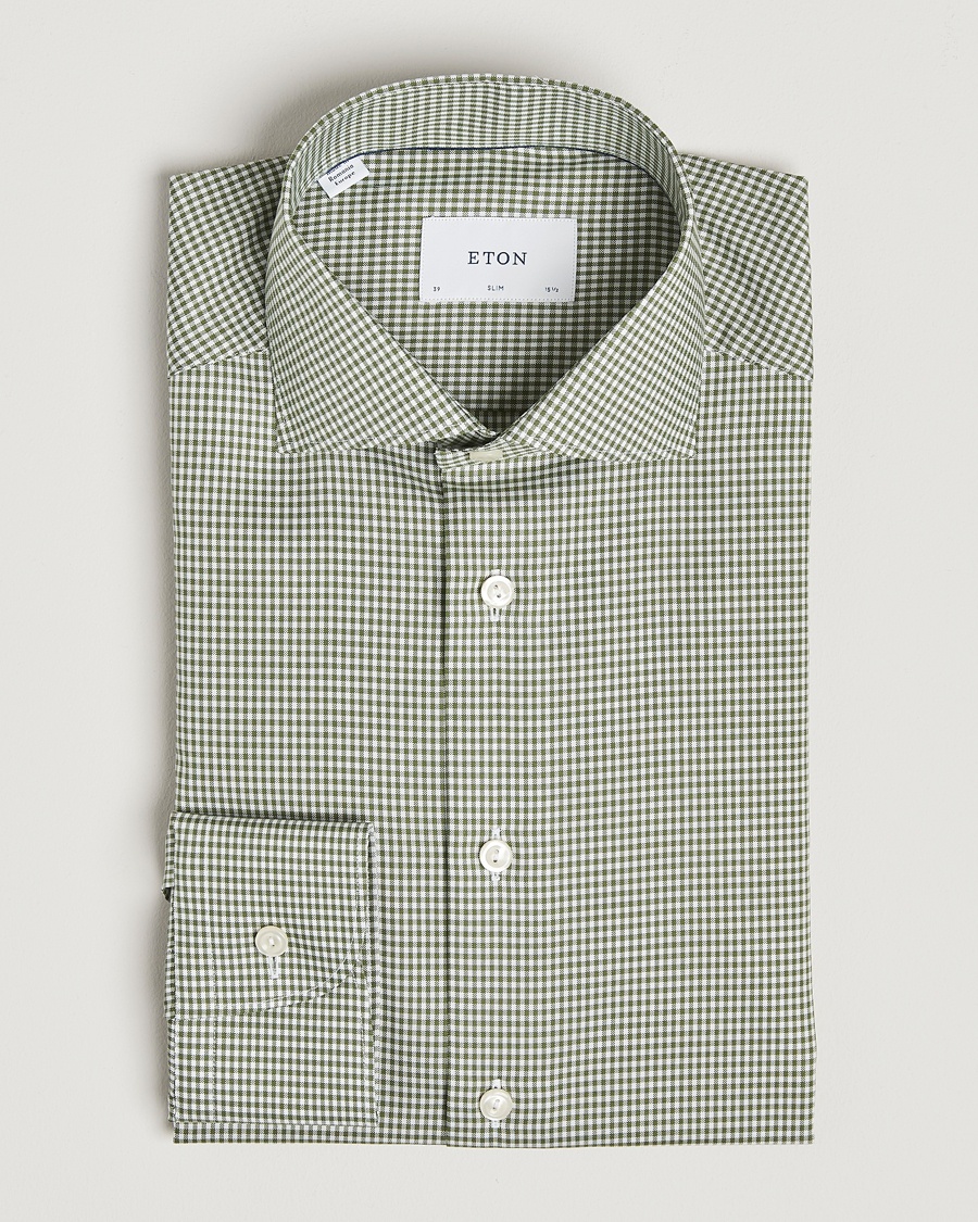 Herr | Business & Beyond - Formal | Eton | Slim Fit Checked Signature Shirt Green/White