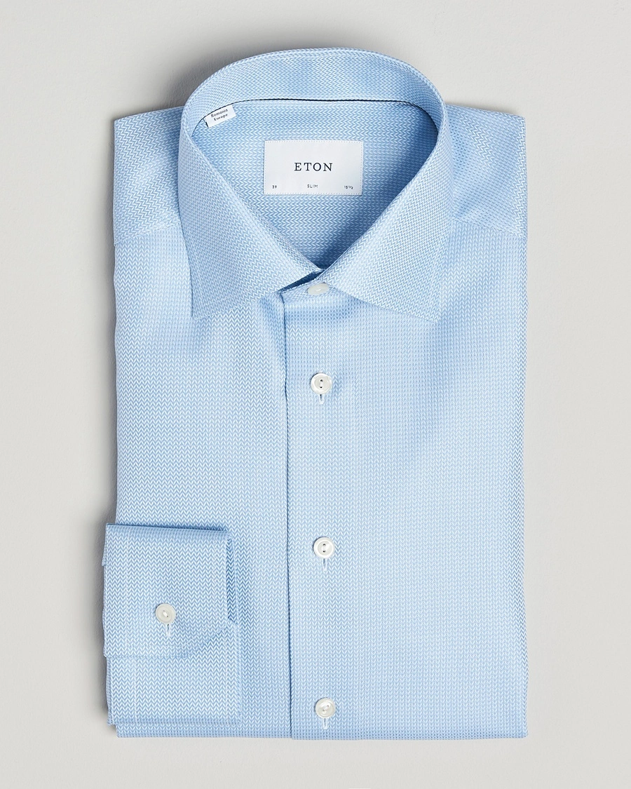 Herr | Formella | Eton | Slim Fit Signature Dobby Shirt Light Blue