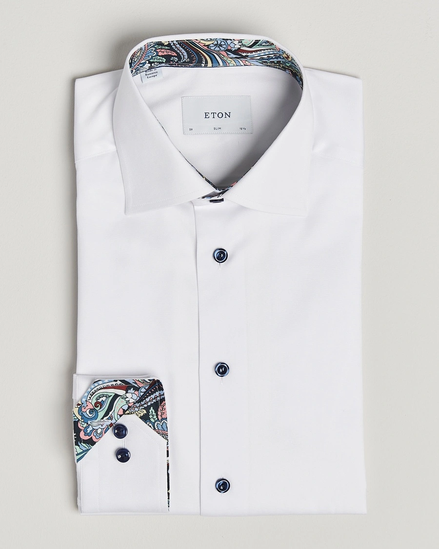 Herr | Formella | Eton | Slim Fit Signature Twill Contrast Shirt White