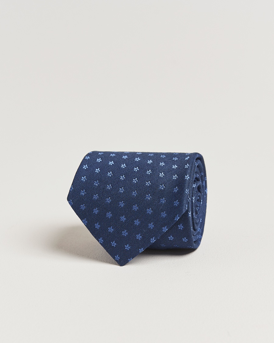 Herr | Accessoarer | Eton | Silk/Linen Floral Tie Dark Blue