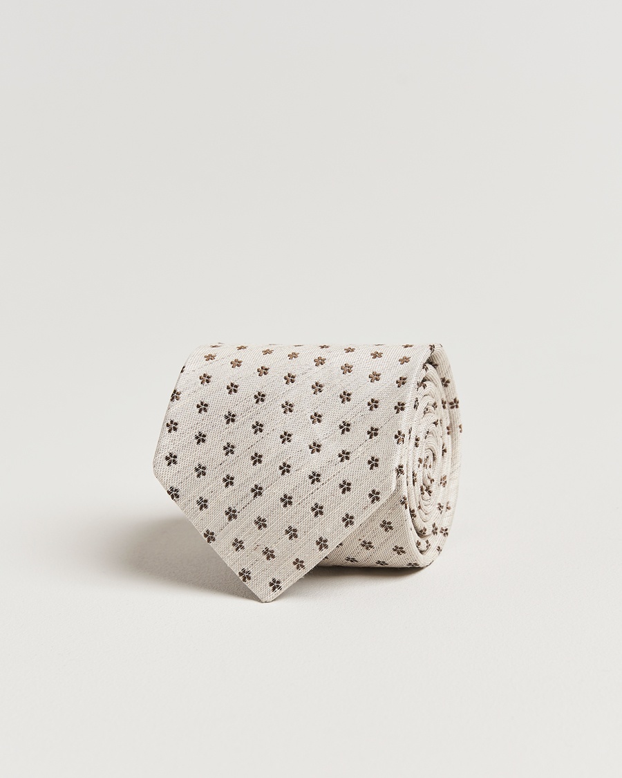 Herr | Accessoarer | Eton | Silk/Linen Floral Tie Beige