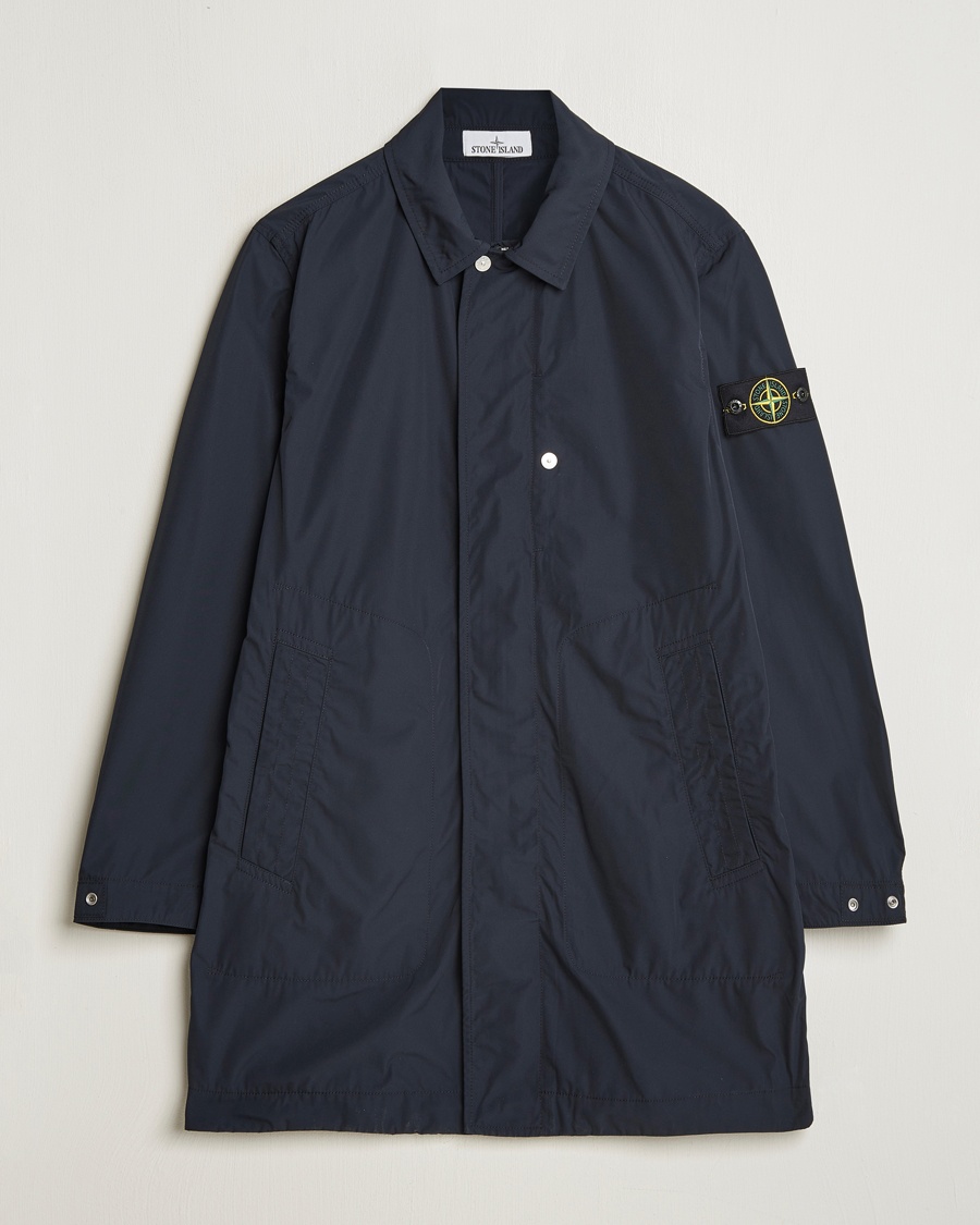 Herr | | Stone Island | Micro Twill Long Coat Navy Blue