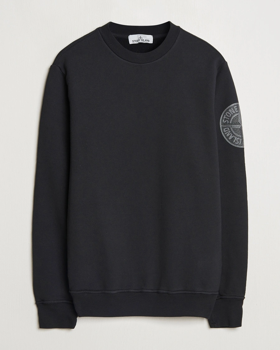 Herr | | Stone Island | Garment Dyed Fleece Sleeve Logo Sweatshirt Black