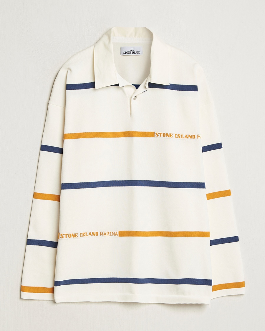 Herr | Rugbytröjor | Stone Island | Marina Striped Cotton Rugby Ivory