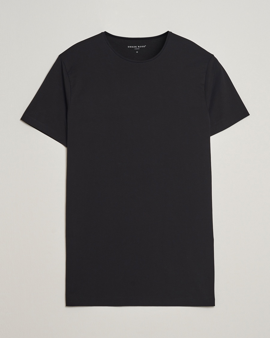 Herr | T-Shirts | Derek Rose | Pima Cotton Crew Neck T-Shirt Black