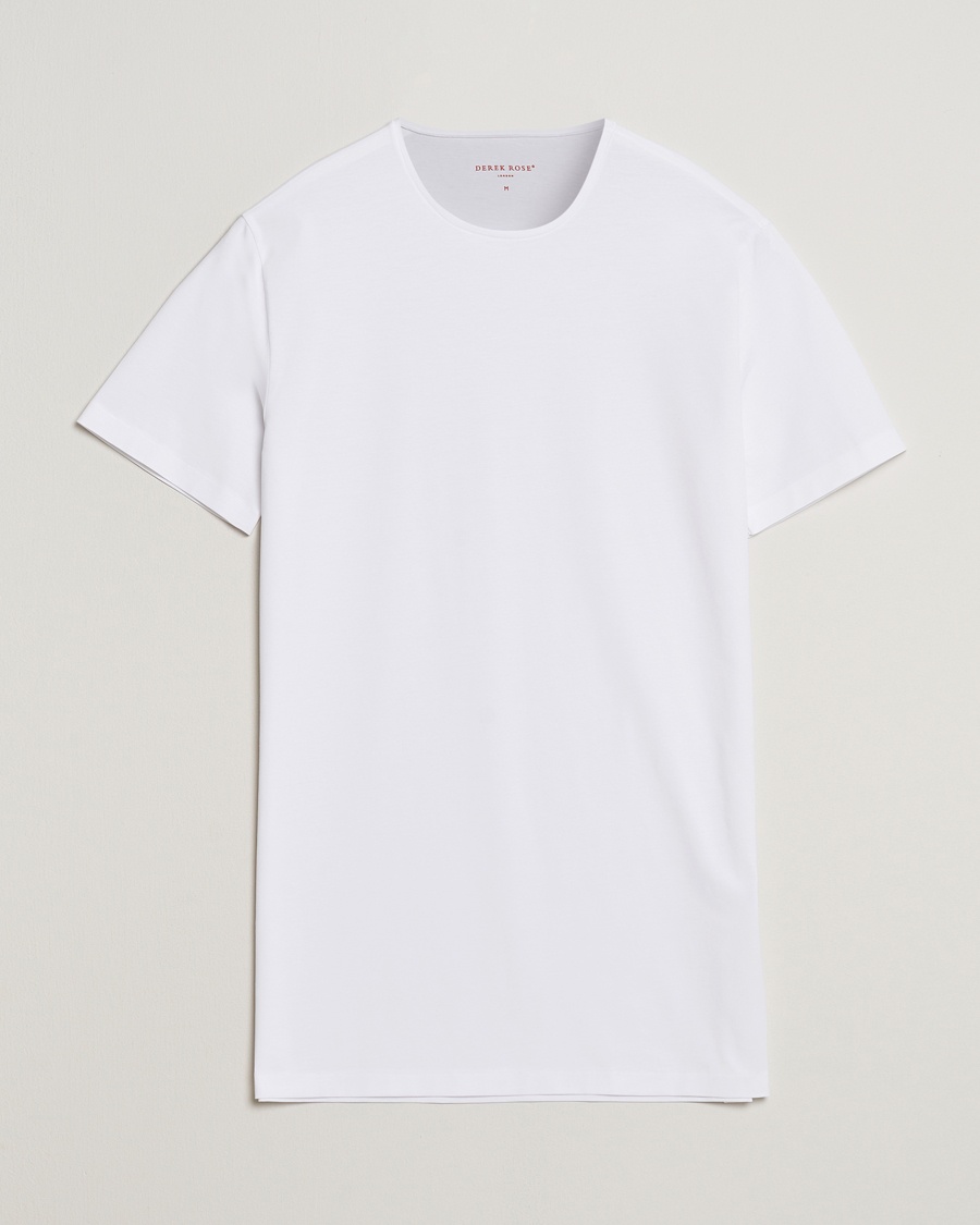 Derek Rose Pima Cotton Crew Neck T-Shirt White – Vit