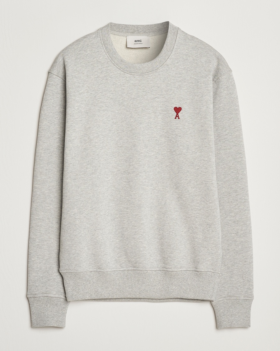 Herr | Grå Sweatshirts | AMI | Heart Logo Sweatshirt Heather Ash Grey
