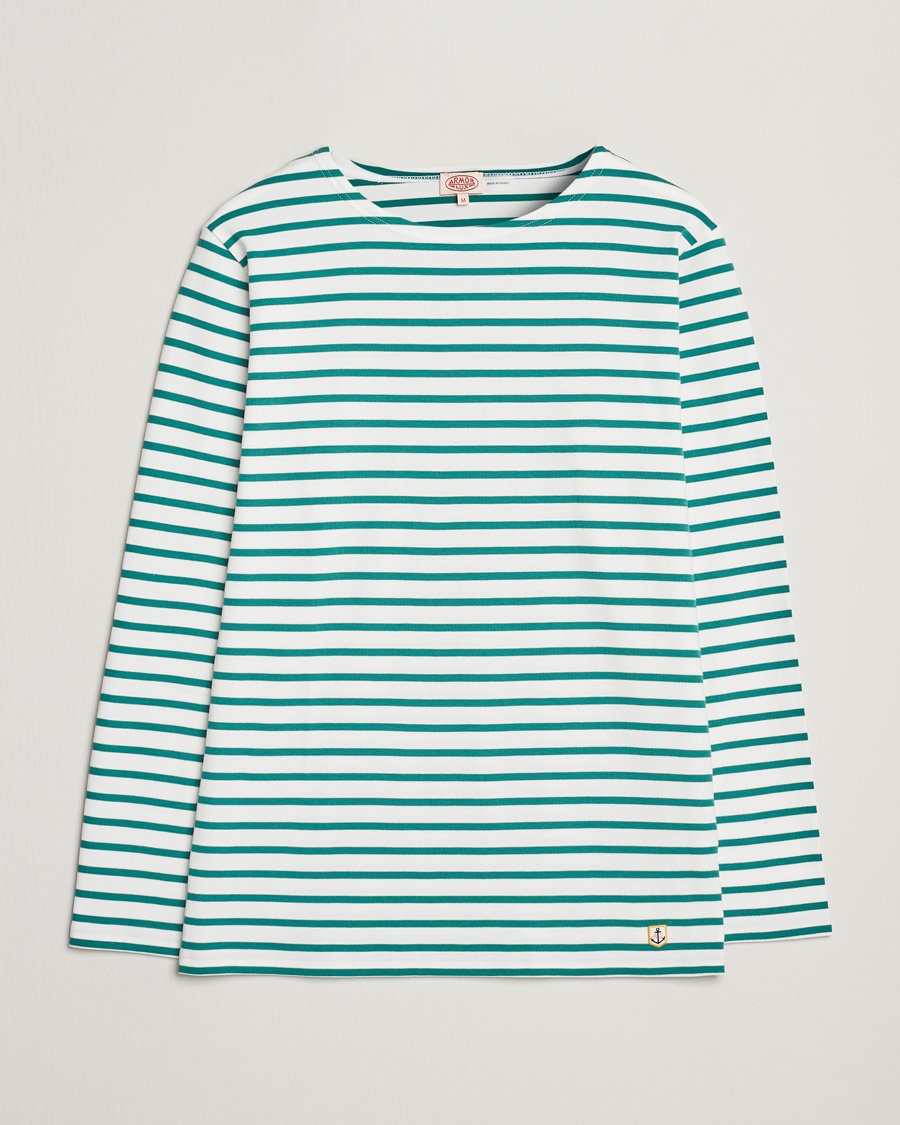 Herr | Långärmade t-shirts | Armor-lux | Houat Héritage Stripe Long Sleeve T-Shirt Milk/Deep Jungle