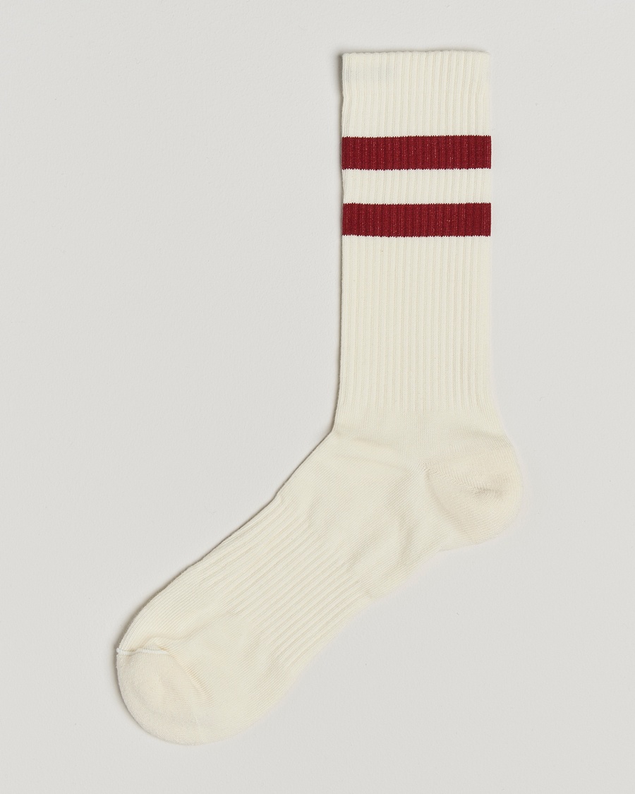 Sweyd Two Stripe Cotton Socks White/Red – Vit