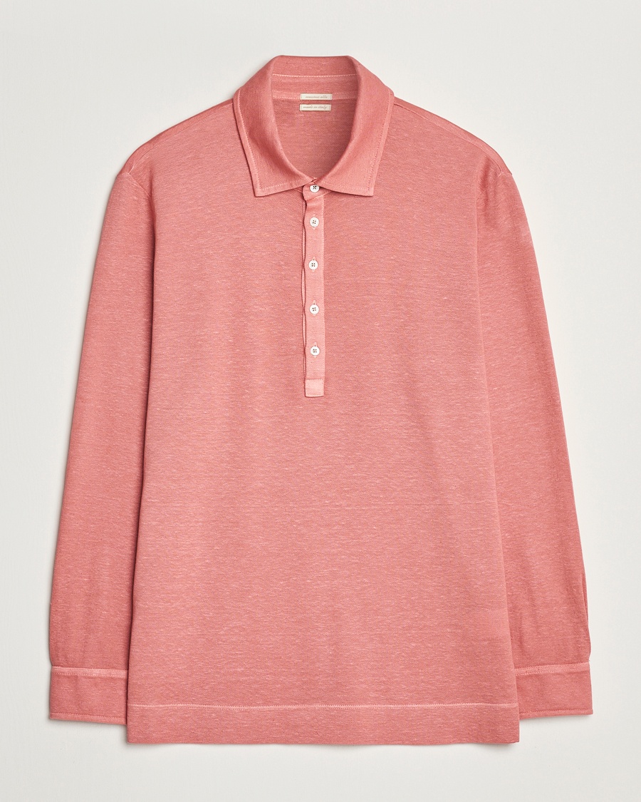 Herr | Långärmade pikéer | Massimo Alba | Raya Long Sleeve Polo Coral