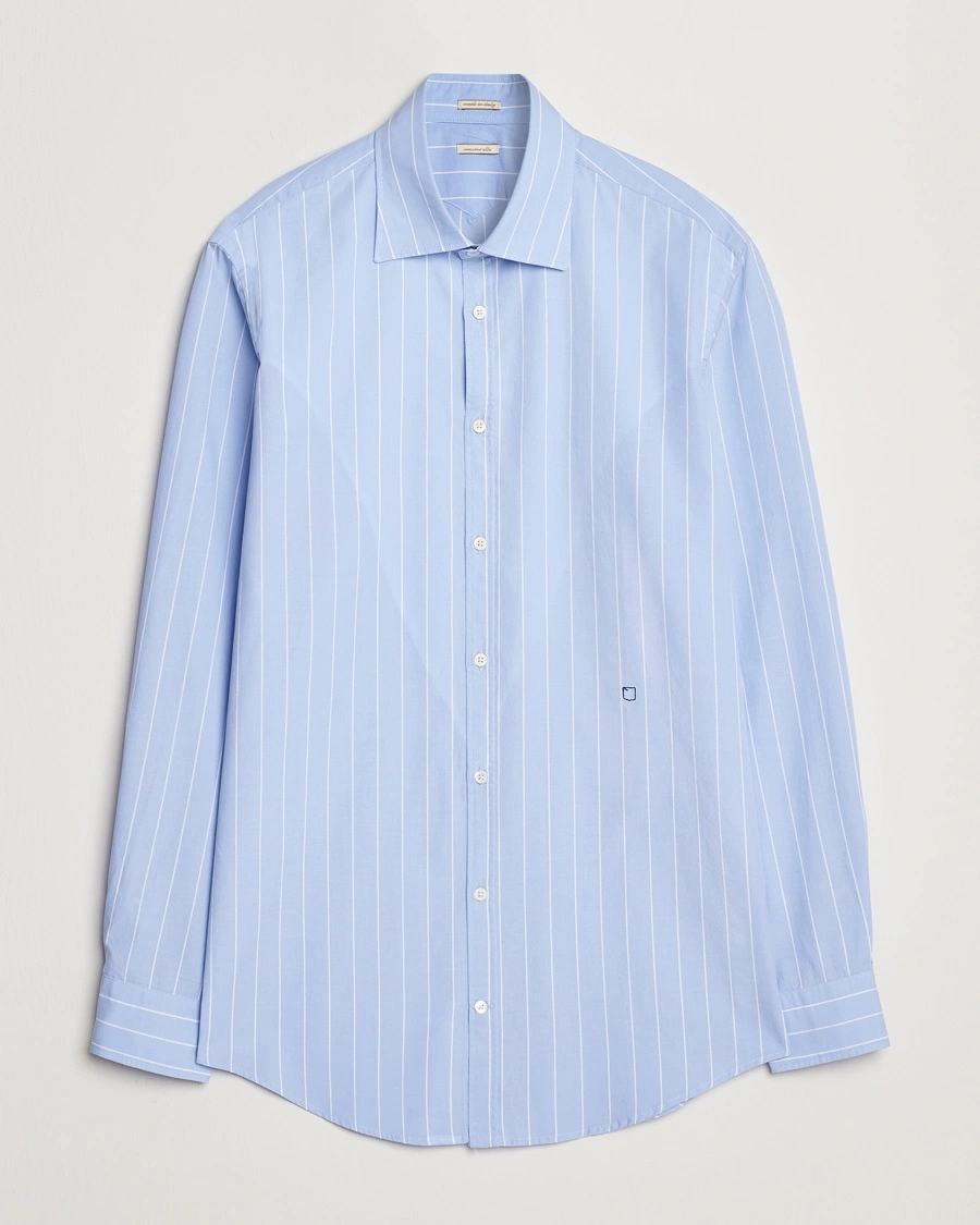 Herr | Casualskjortor | Massimo Alba | Genova Striped Cotton Shirt Light Blue