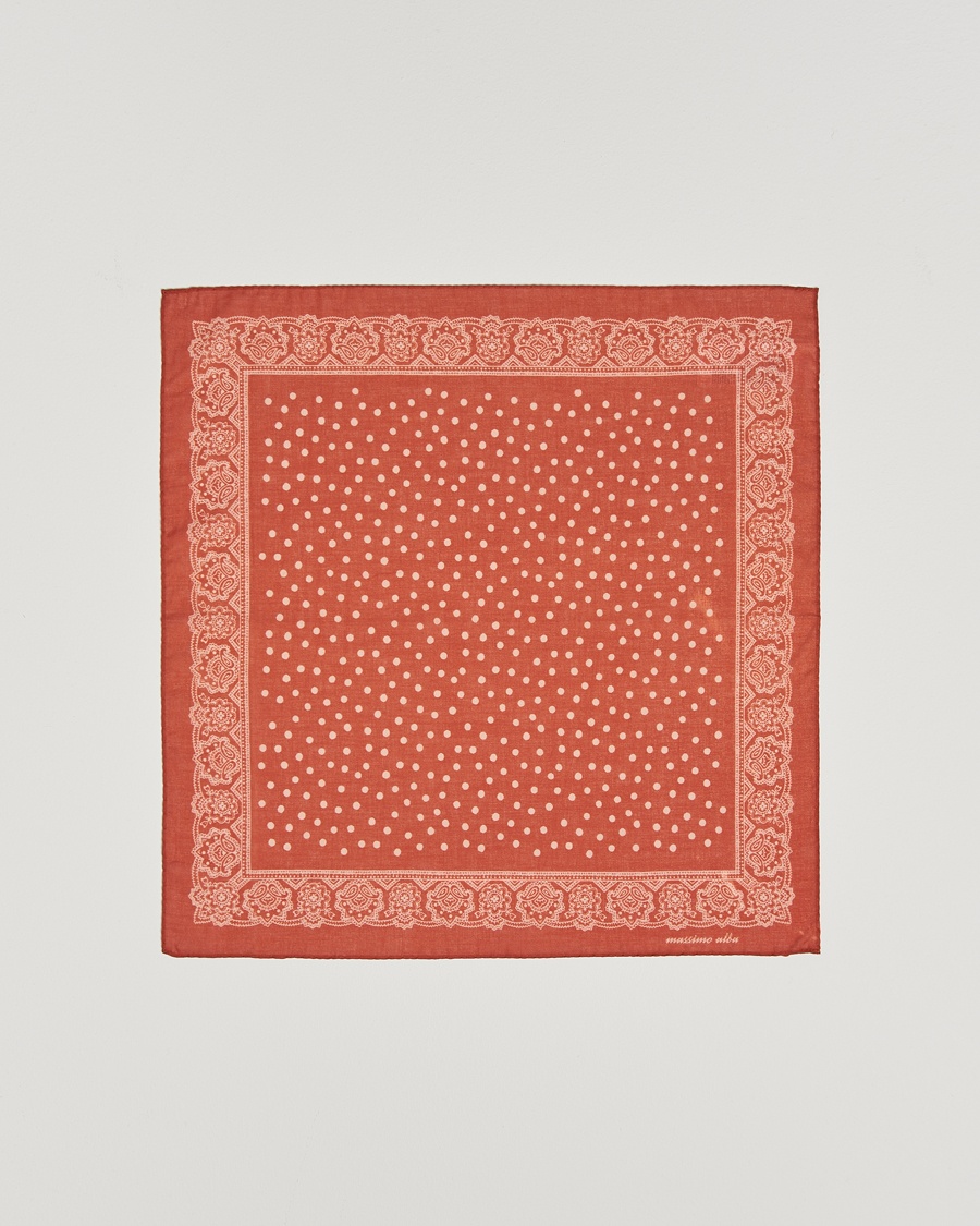 Herr | Näsdukar | Massimo Alba | Printed Cotton Voile Handkerchief Burn Red