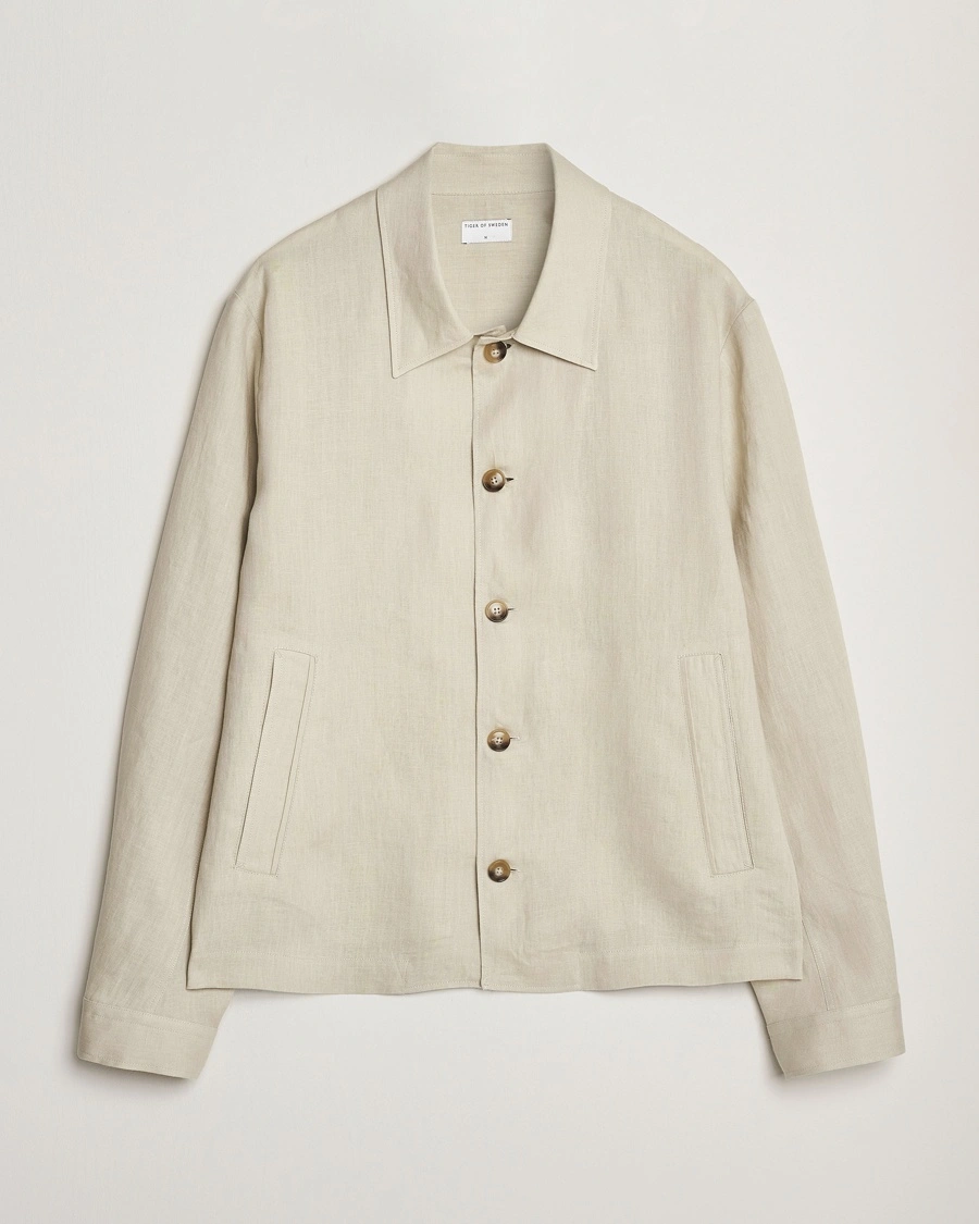 Herr | Overshirts | Tiger of Sweden | Barnaby Linen Overshirt Cream Sand