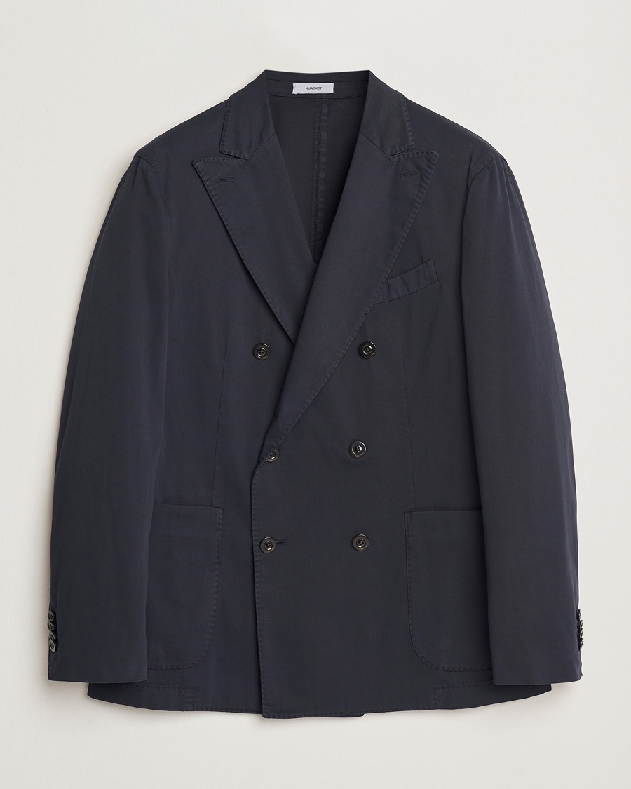Herr | Bomullskavajer | Boglioli | K Jacket Double Breasted Cotton Blazer Navy
