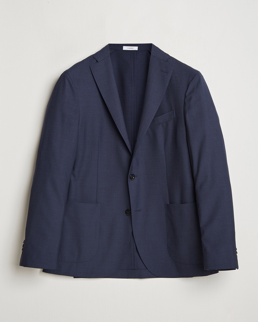 Herr | Kavajer | Boglioli | K Jacket 14 Micron Wool Blazer Navy Check