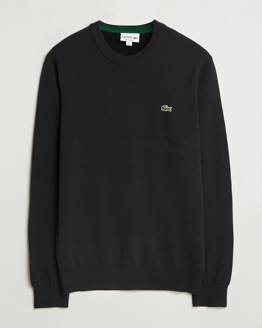 Herr | Stickade tröjor | Lacoste | Cotton Knitted Sweater Black