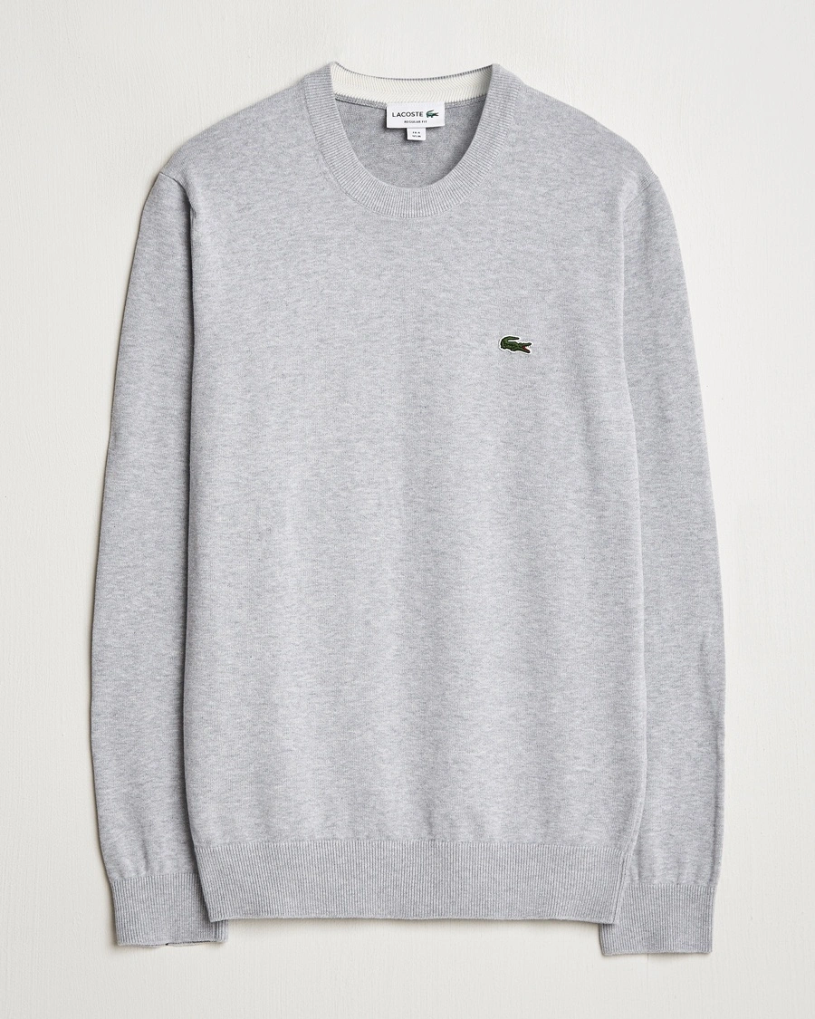 Herr | Stickade tröjor | Lacoste | Cotton Knitted Sweater Silver Chine