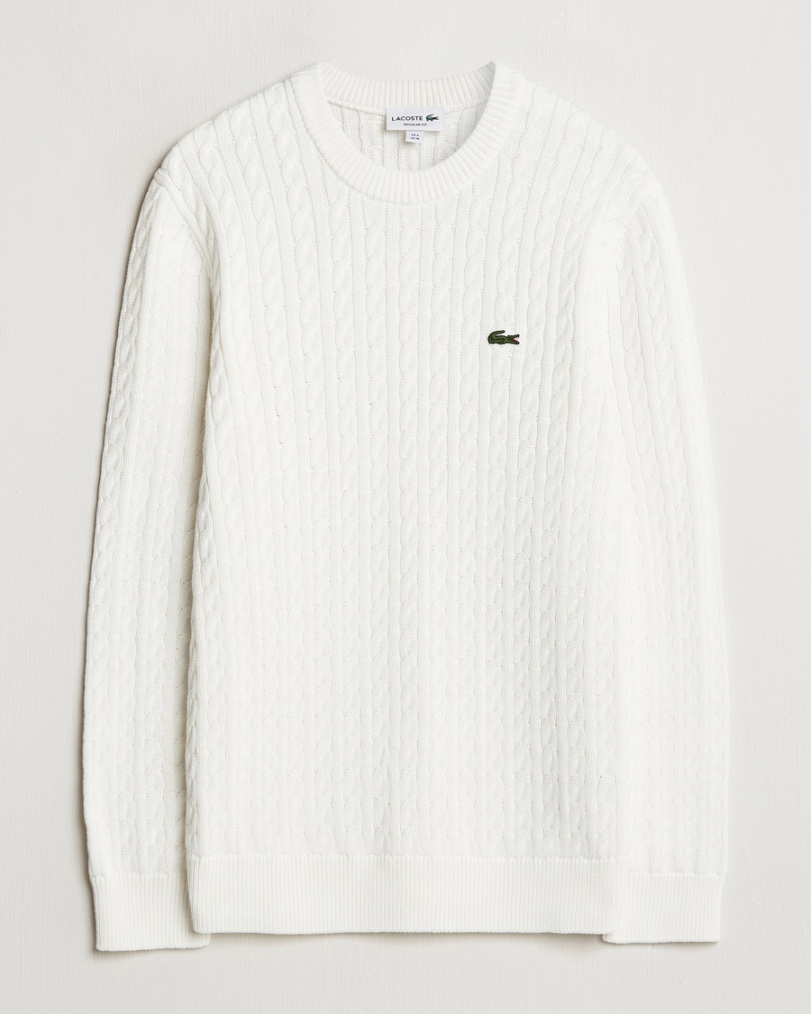 Lacoste Cotton Cable Sweater Flour – Vit
