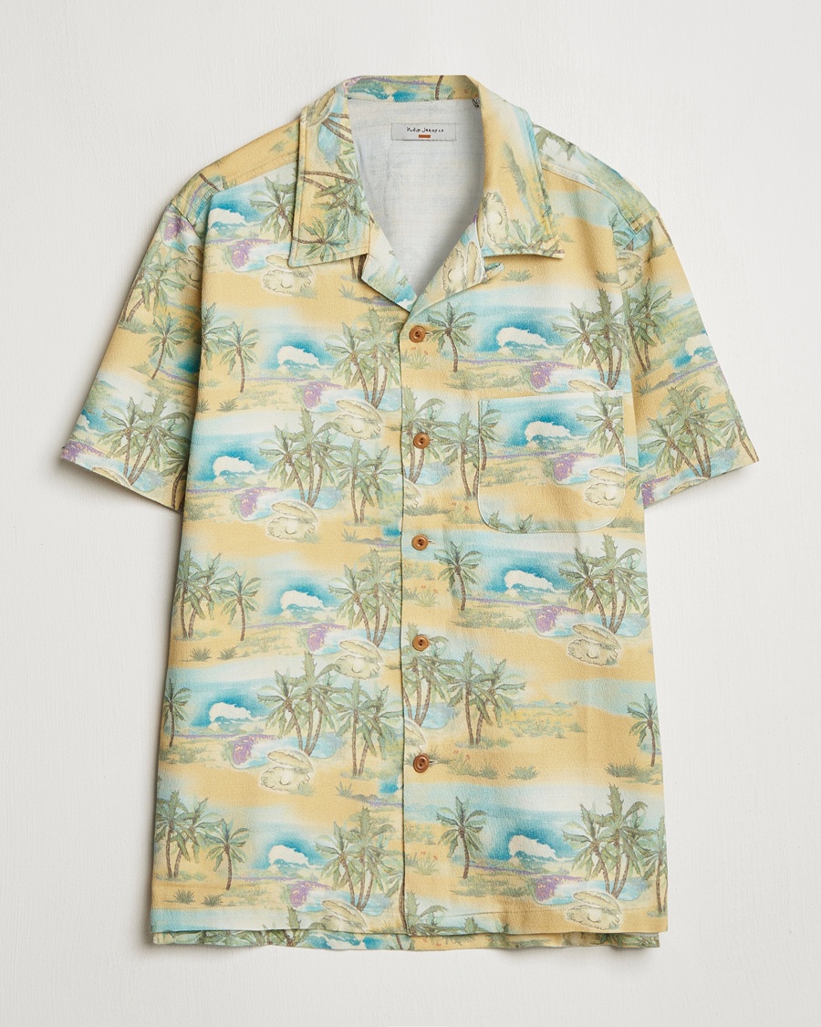 Herr | Kortärmade skjortor | Nudie Jeans | Arvid Printed Short Sleeve Shirt Mustard