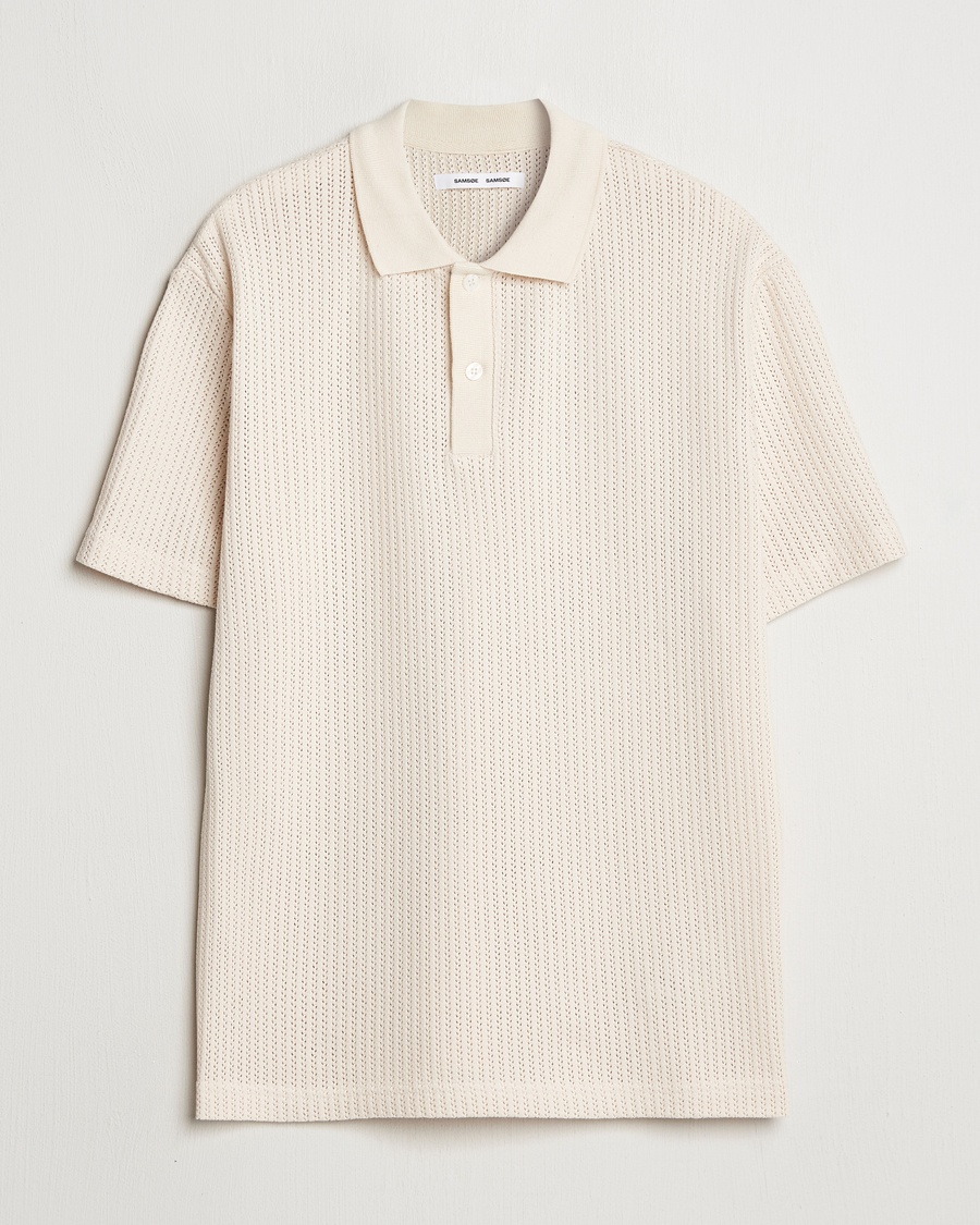 Herr | Kortärmade pikéer | Samsøe Samsøe | Jase Structured Knitted Polo Clear Cream