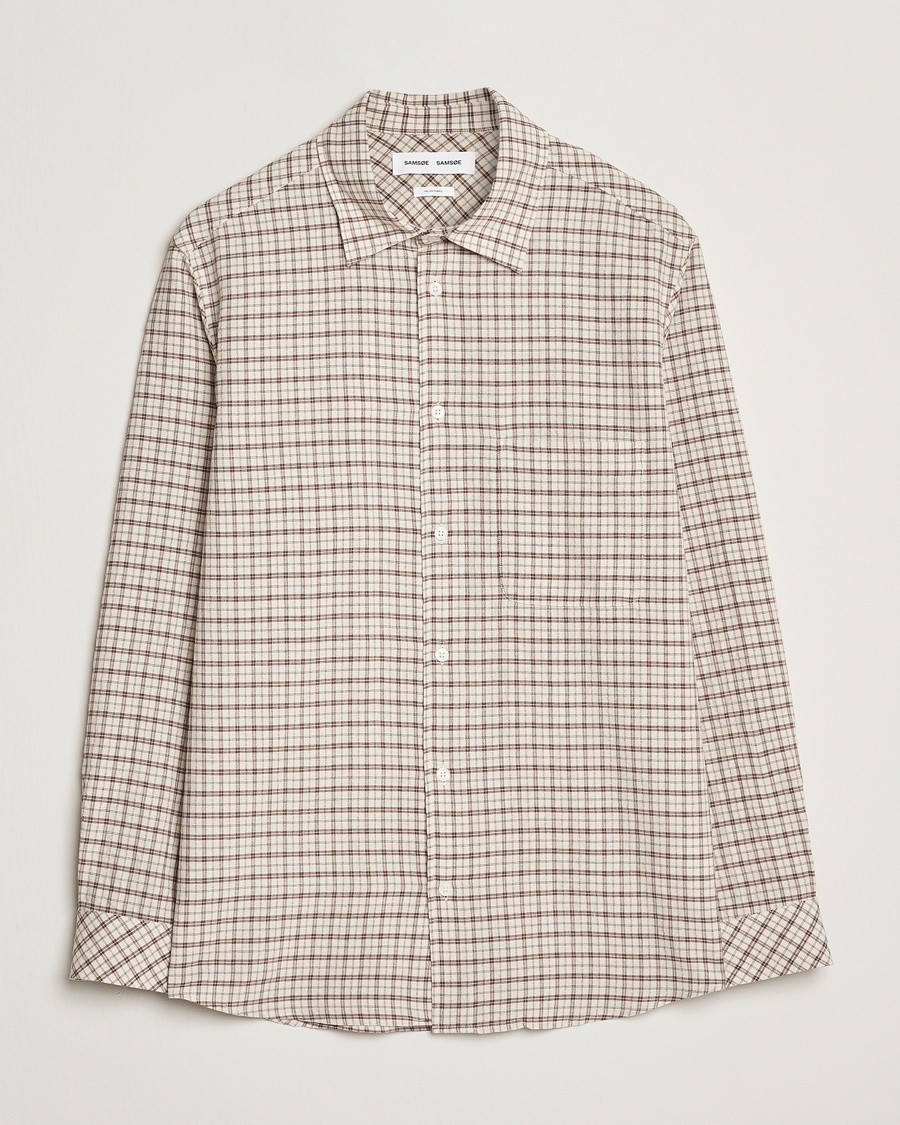 Herr | Skjortor | Samsøe Samsøe | Damon Viscose/Cotton Checked Shirt Canteen