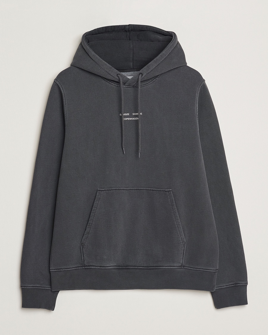 Herr | Huvtröjor | Samsøe Samsøe | Marcus Center Logo Hoodie Washed Black
