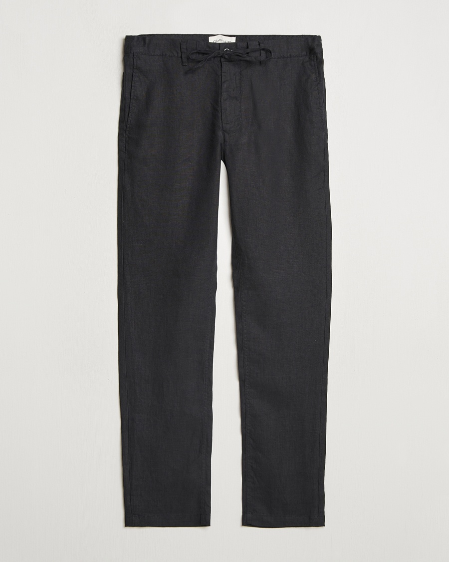 Herr | Linnebyxor | GANT | Relaxed Linen Drawstring Pants Black