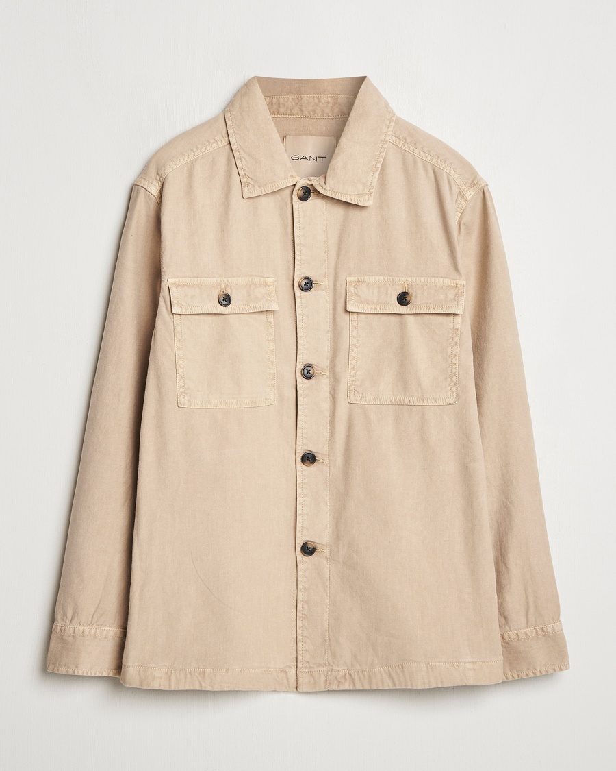 Herr | Vårjackor herr | GANT | Linen/Cotton Twill Overshirt Dry Sand
