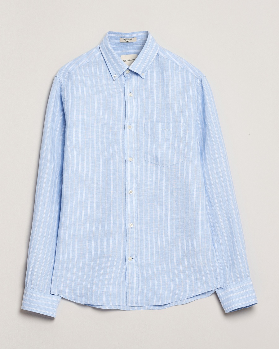 Herr | GANT | GANT | Regular Fit Linen Striped Shirt Capri Blue