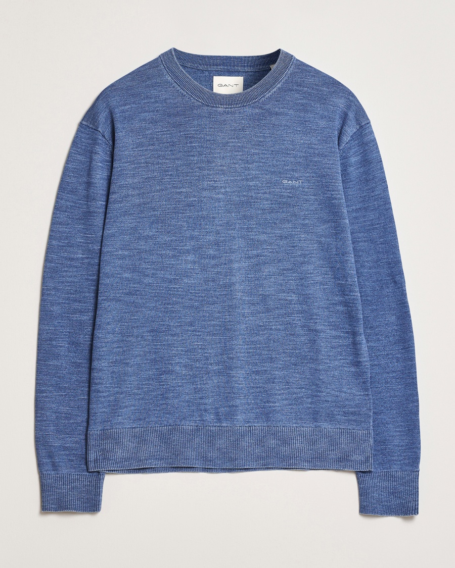 Herr | Stickade tröjor | GANT | Sunfaded Crew Neck Sweater Persian Blue