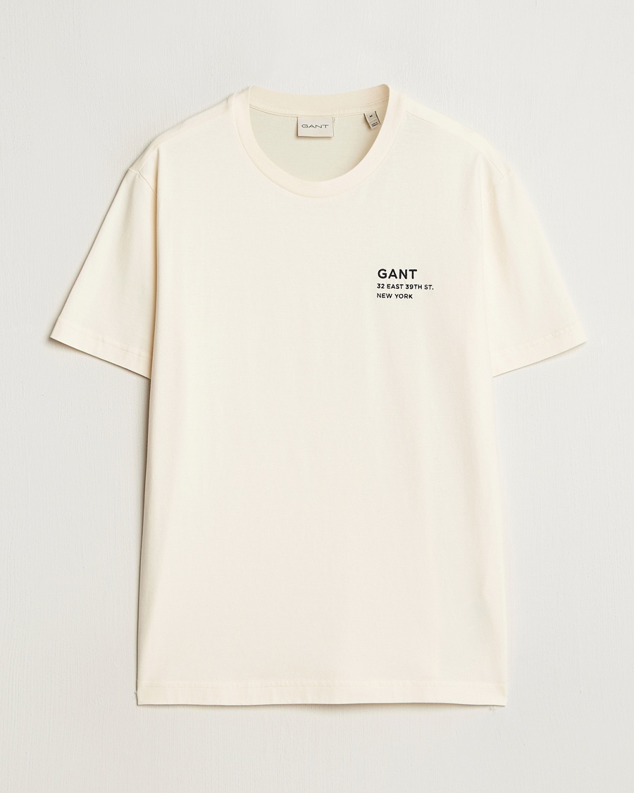 Herr | T-Shirts | GANT | Small Graphic Crew Neck T-Shirt Cream