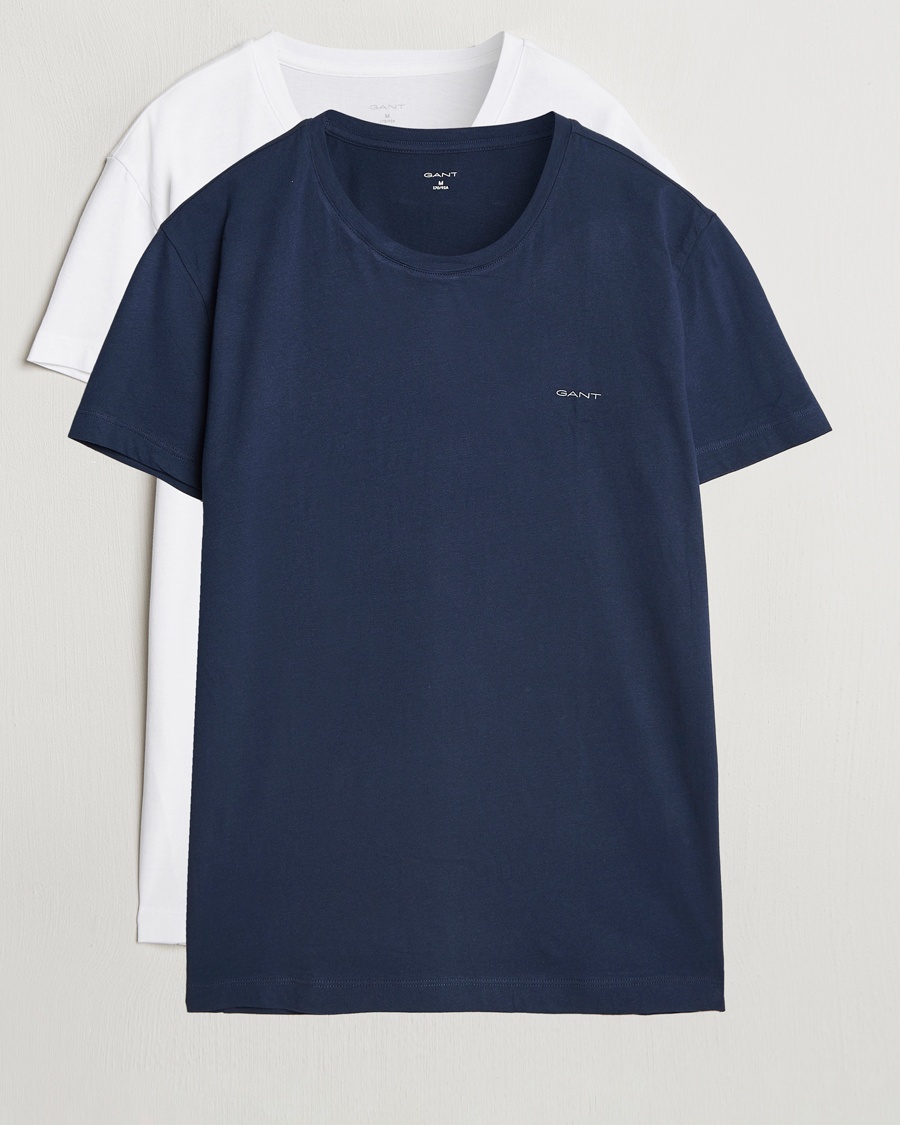 Herr | GANT | GANT | 2-Pack Crew Neck T-Shirt Navy/White