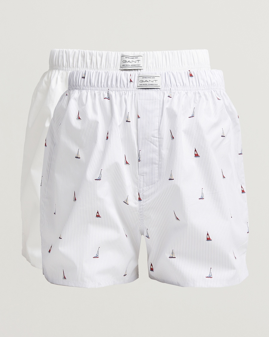 Herr | Business & Beyond - Casual | GANT | 2-Pack Boxer Shorts White/Blue