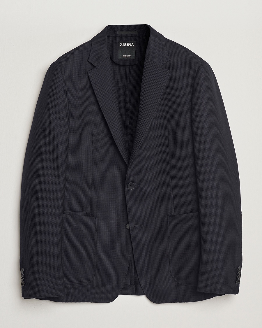 Herr | Kavajer | Zegna | Unconstructed Wool Hopsack Blazer Navy