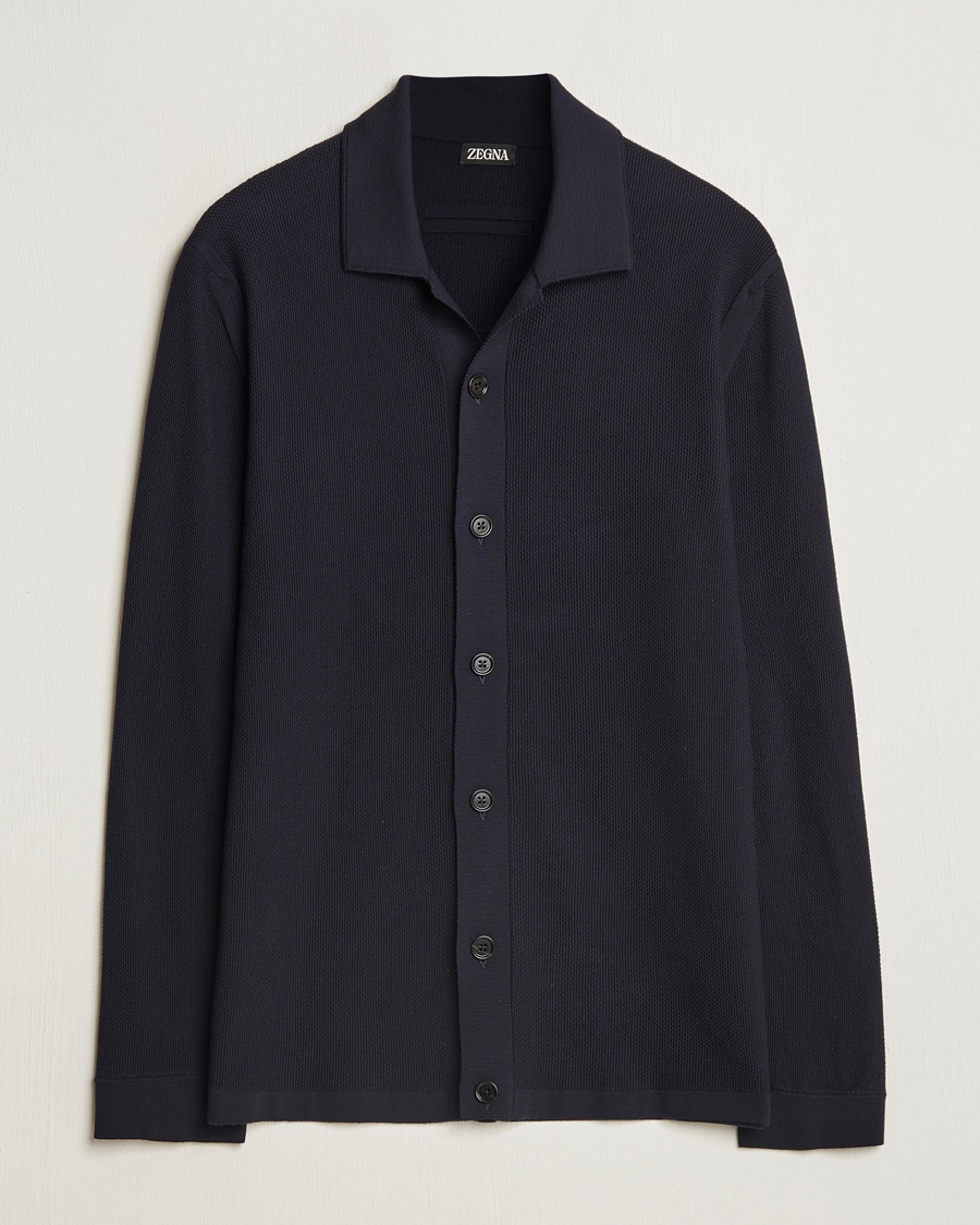 Herr | Cardigans | Zegna | Structured Wool Cardigan Navy