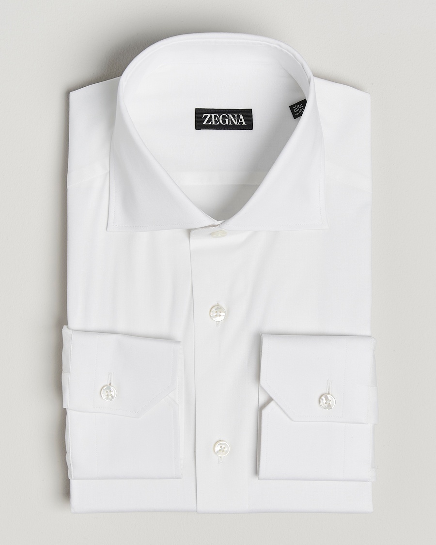 Zegna Slim Fit Cotton Dress Shirt White – Vit