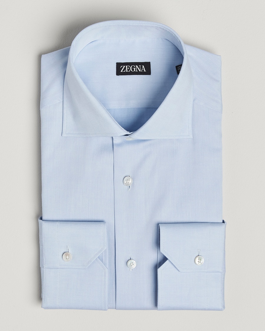 Herr | | Zegna | Slim Fit Cotton Dress Shirt Light Blue