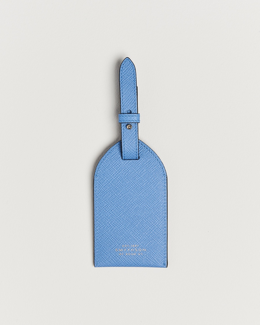 Smythson Panama Luggage Tag Nile Blue – Blå