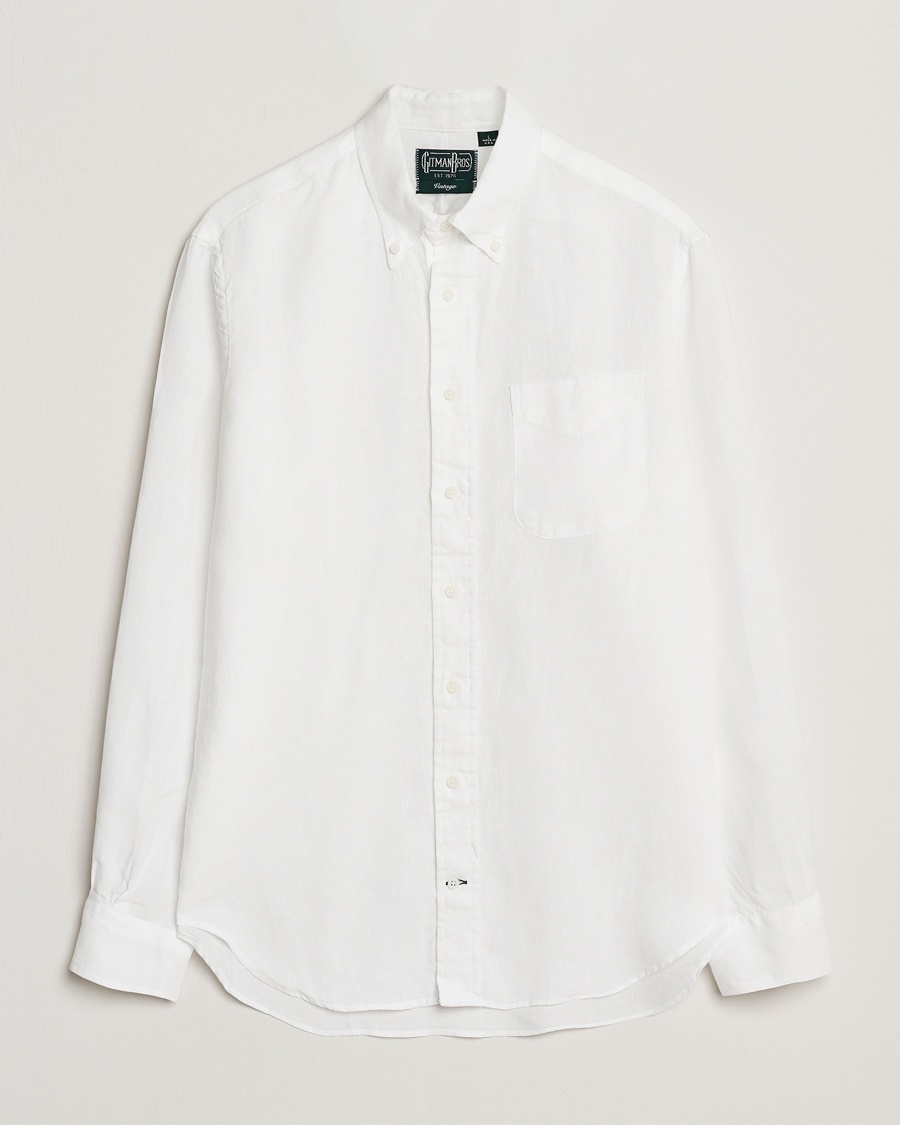 Herr | Linneskjortor | Gitman Vintage | Button Down Linen Shirt White