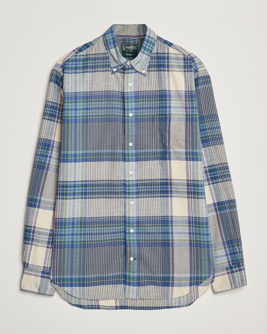 Herr | Casualskjortor | Gitman Vintage | Button Down Indian Madras Shirt Blue Check