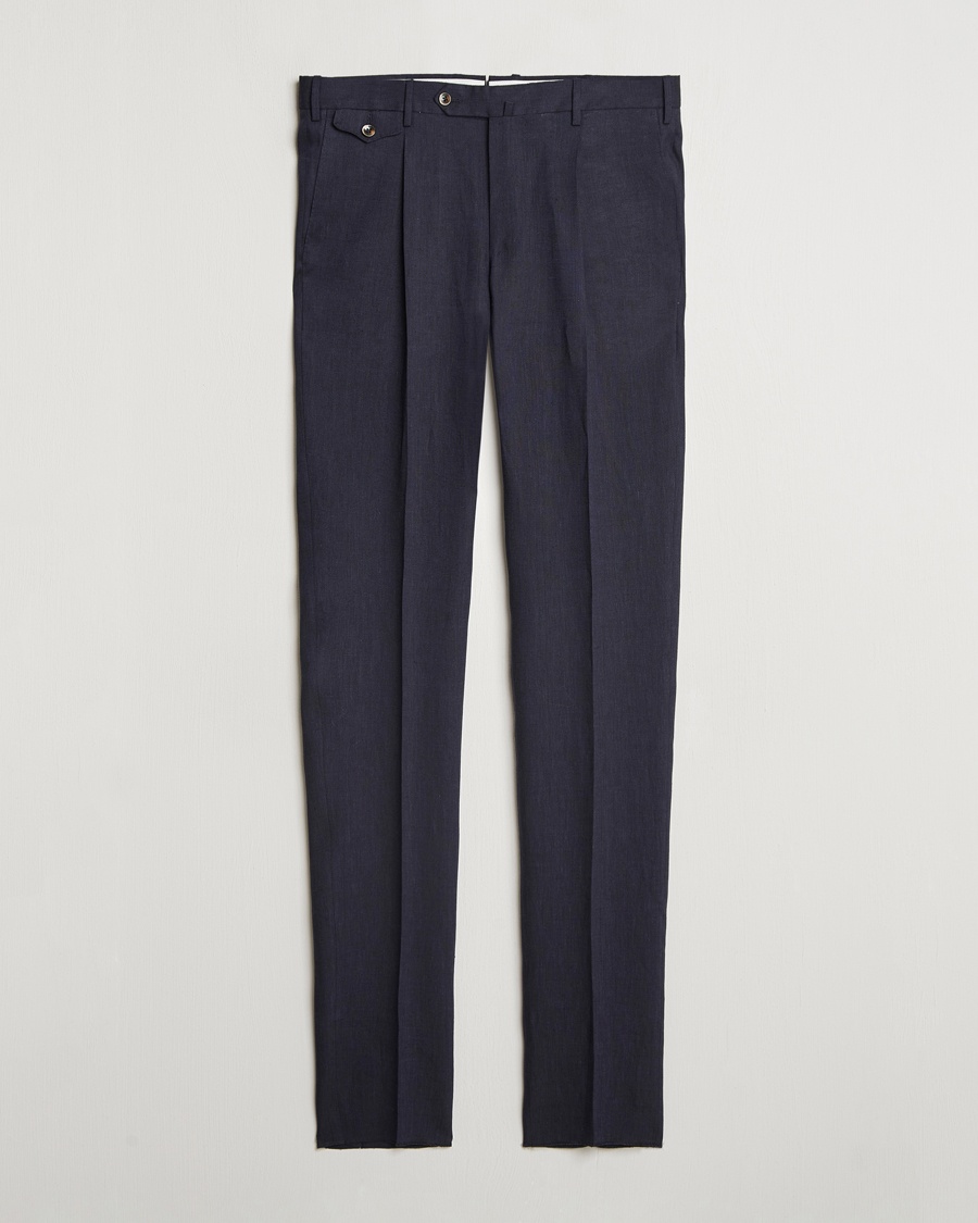 Herr | Linnebyxor | PT01 | Gentleman Fit Linen Trousers Navy