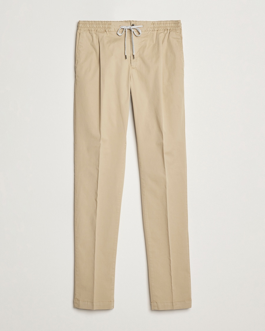 Herr | Drawstringbyxor | PT01 | Soft Cotton/Stretch Drawstring Pants Beige