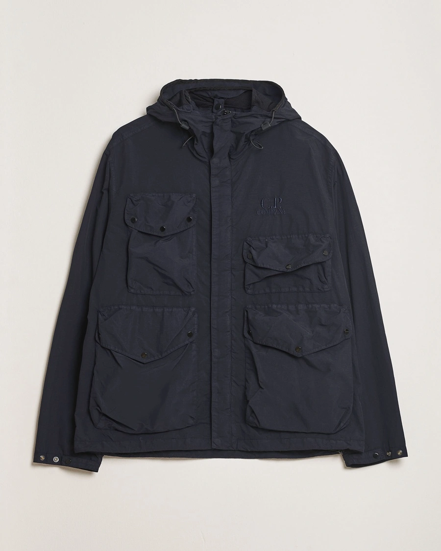 Herr | Höstjackor | C.P. Company | Flatt Nylon Hooded Jacket Navy