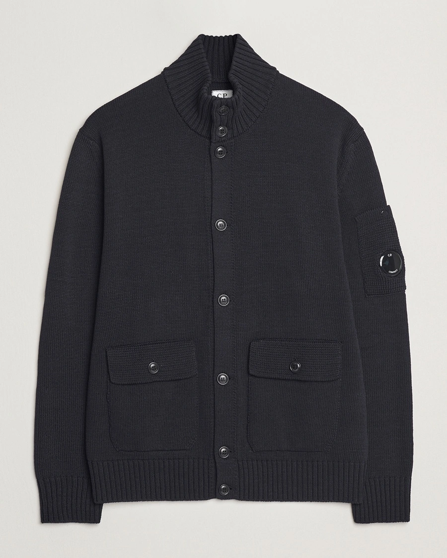 Herr | Cardigans | C.P. Company | Knitted Compact Cotton Cardigan Navy