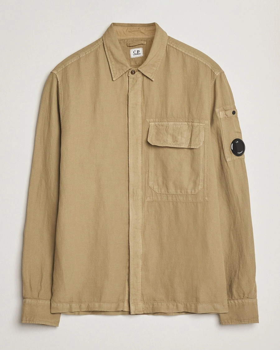 Herr | Overshirts | C.P. Company | Broken Linen/Cotton Overshirt Taupe
